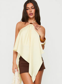 Lisada Halter Asymmetrical Top Lemon