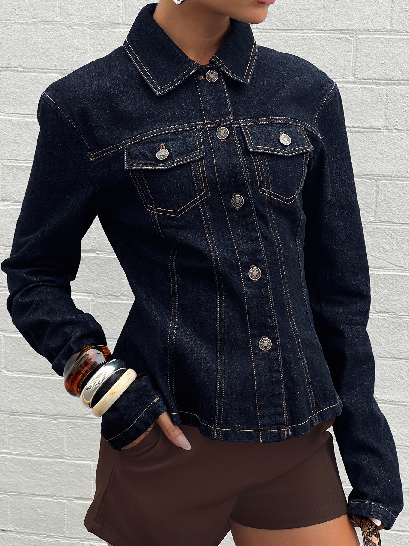 Rider Denim Jacket Dark Denim | Princess Polly