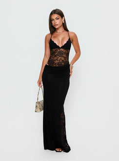 Chantella Lace Cut Out Maxi Dress Black
