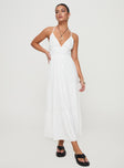 front view of model wearing Princess Polly Mckew Maxi Dress White V-Neck 