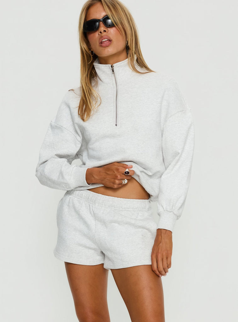 Haelie Fleece Shorts Grey Marle Princess Polly