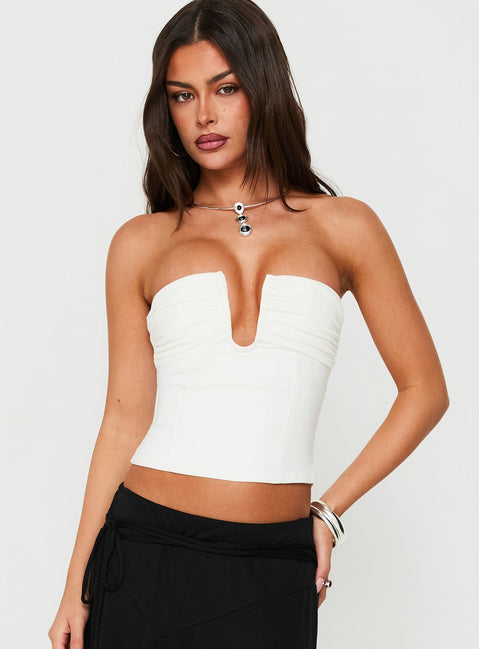 Karisma Strapless Ruched Top White