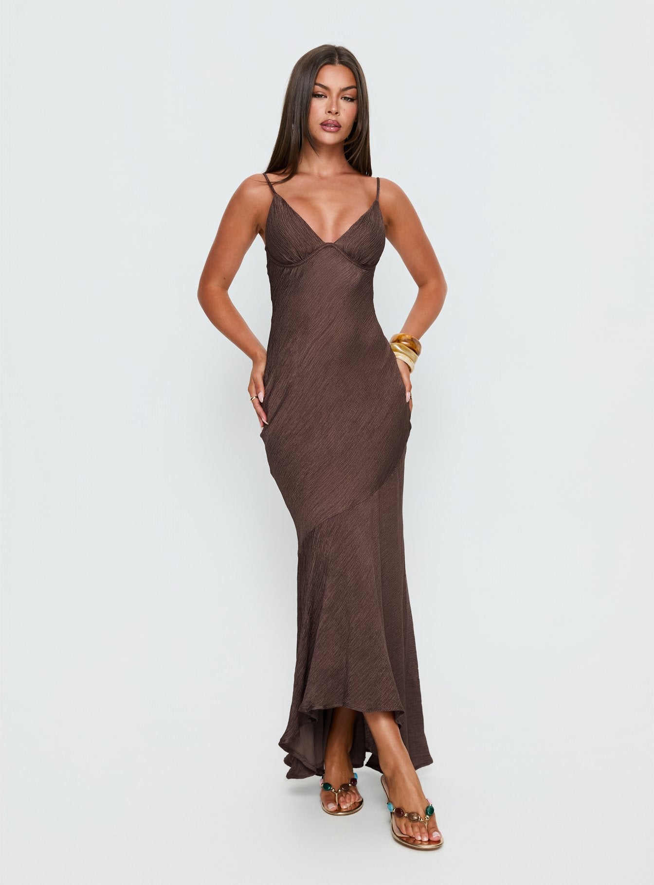 Makaia Balconette Maxi Dress | Brown | Womens | Princess Polly Lower Impact Makaia Balconette Maxi Dress | Brown | Womens | Princess Polly Lower Impact