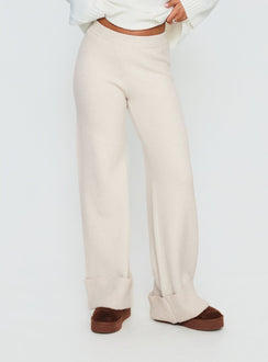 side view of model wearing Princess Polly Shinead Cuffed Pants White High Rise Pants 