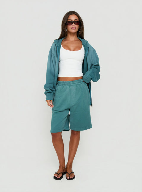 AT Fleece Baggy Jort Washed Teal