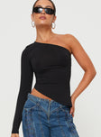 Halston One Shoulder Top Black