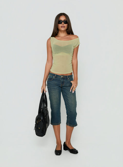 Tanjiro One Shoulder Top Green