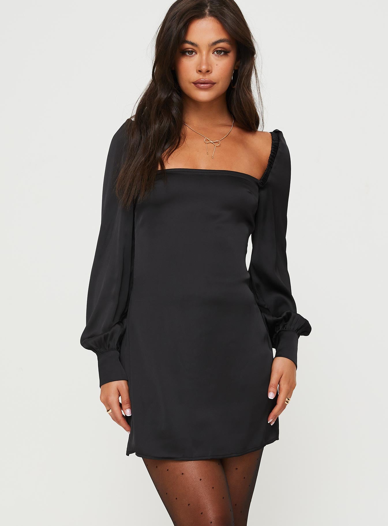 Cottee satin mini dress black