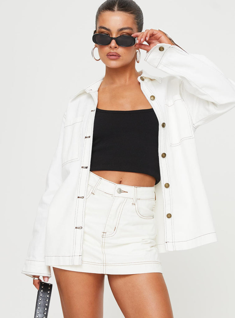 Katlynne Denim Mini Skort White