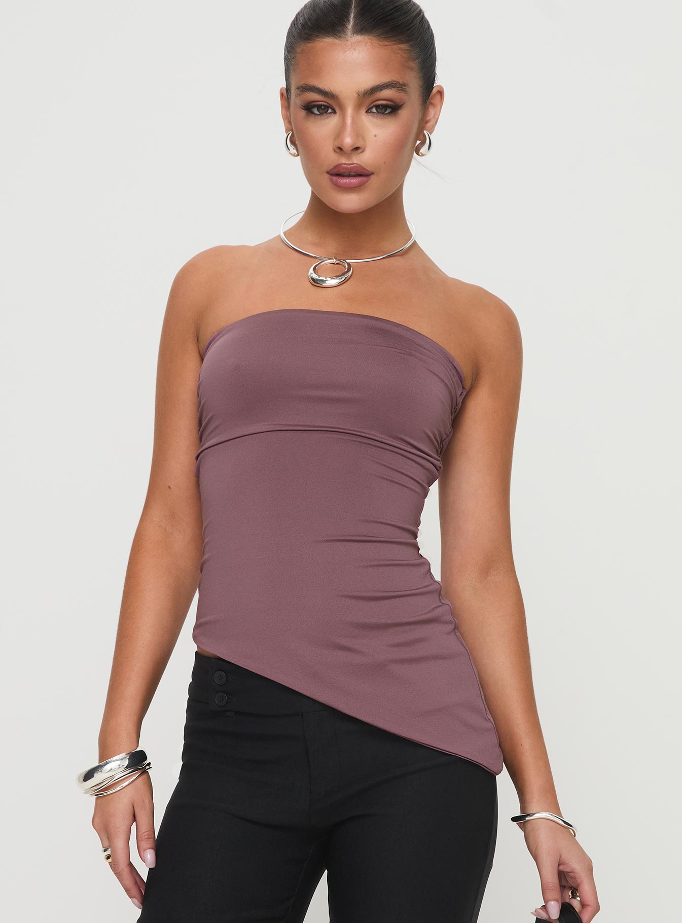 Galan strapless top purple