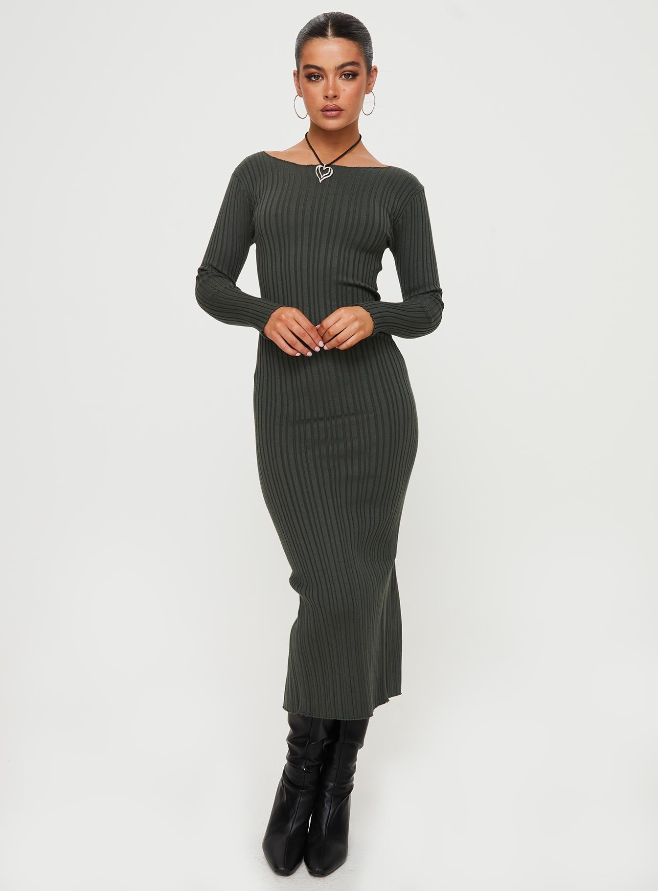 Dossett long sleeve maxi dress green