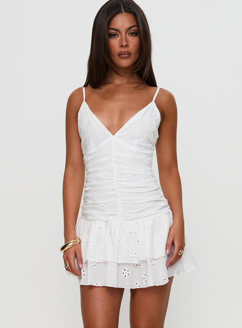 Rothea Mini Dress White Brodierie | Princess Polly Rothea Mini Dress White Brodierie | Princess Polly