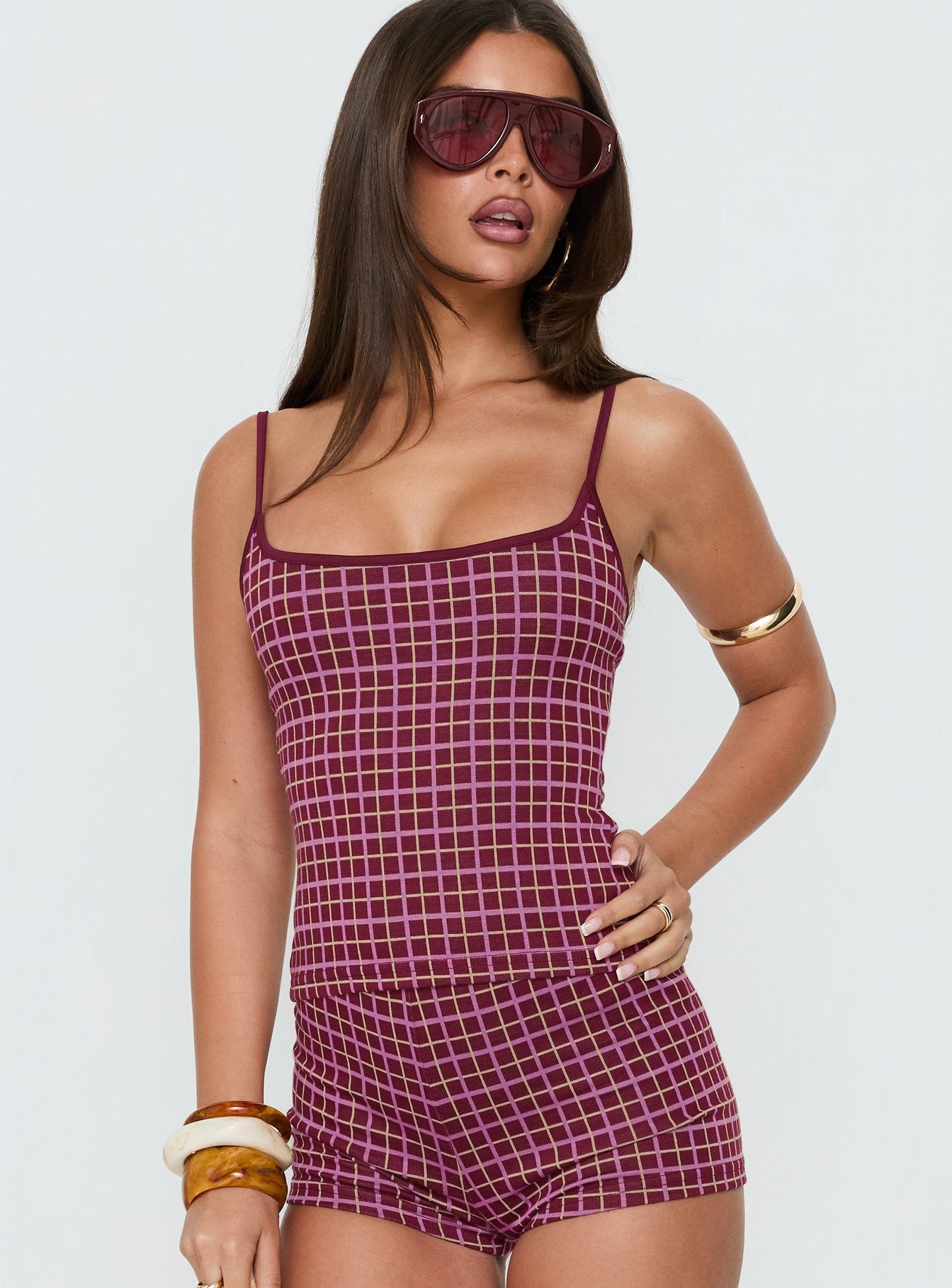 Aderis Cami Top Red Check | Princess Polly