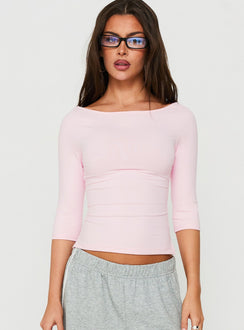 Daily Define Boatneck 3/4 Sleeve Top Marshmallow Pink