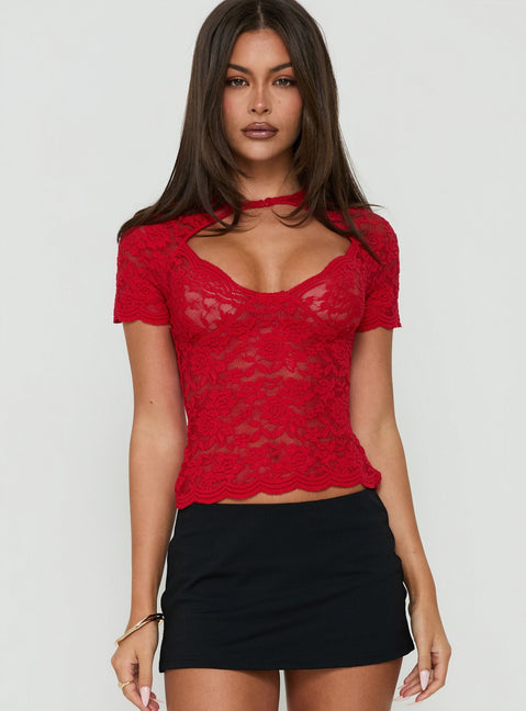 Giallo Lace Top Red