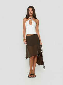 Eliodora Layered Sheer Midi Skirt Brown