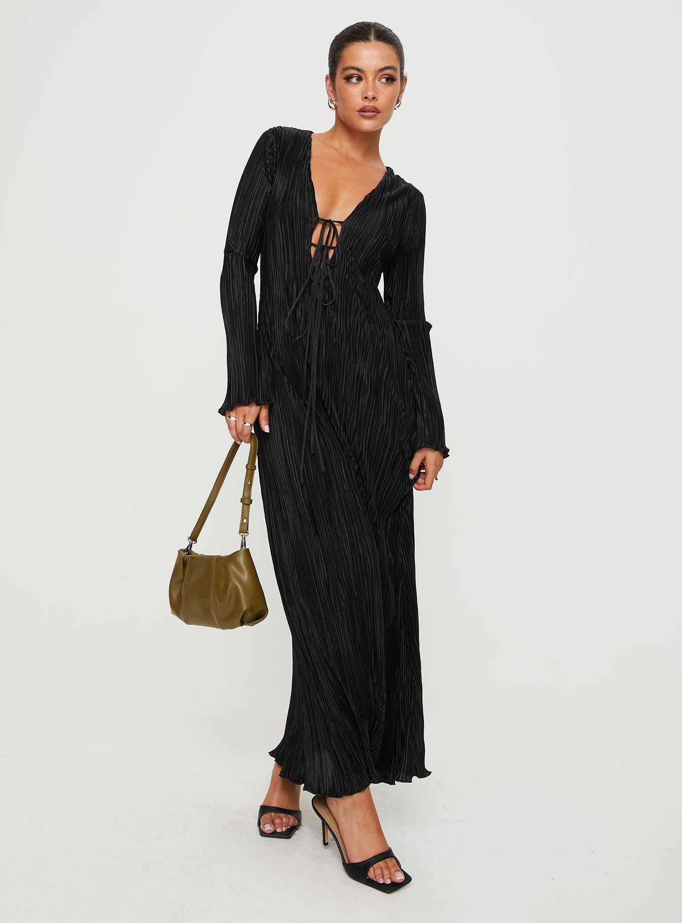 Russek long sleeve maxi dress black