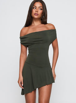 I Attract It Cowl Halter Playsuit Green