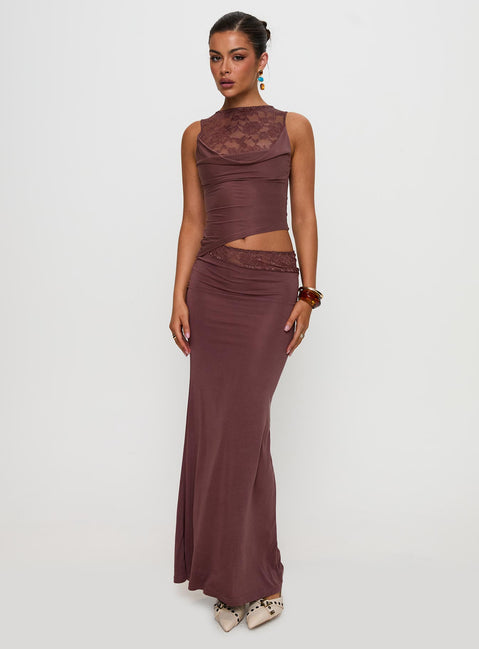 Vesperine Lace Maxi Dress Cocoa Brown