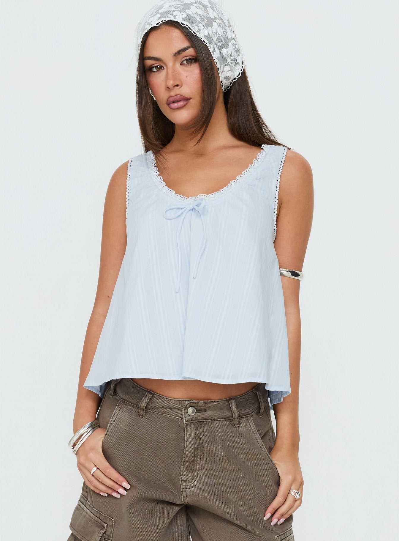 Antiquity Babydoll Top Blue | Princess Polly