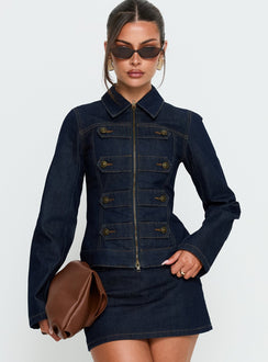 Cristen Cadet Buckle Denim Jacket Indigo