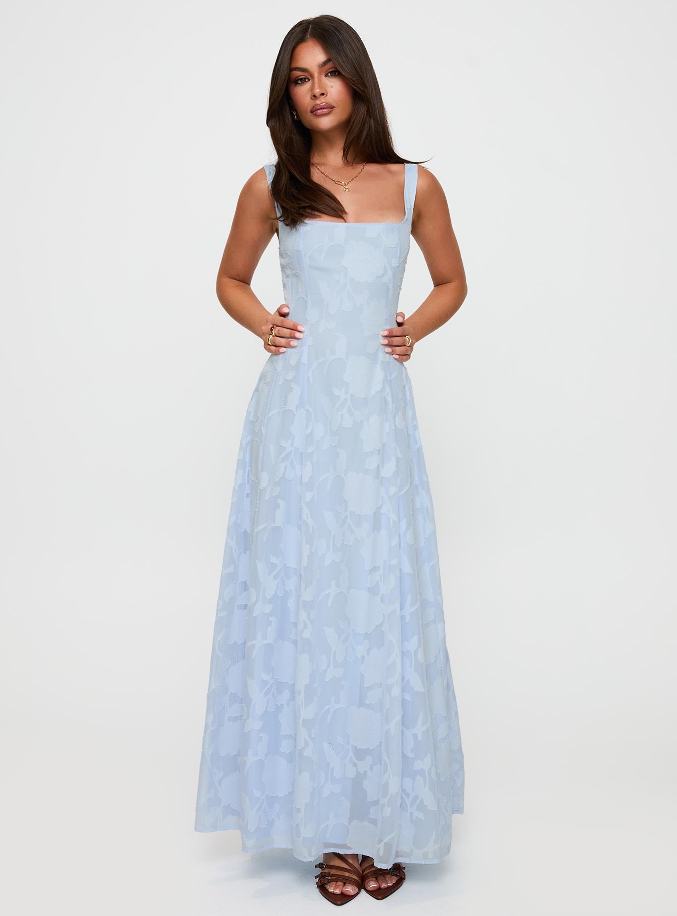 Margaux Burnout Dress Blue | Princess Polly