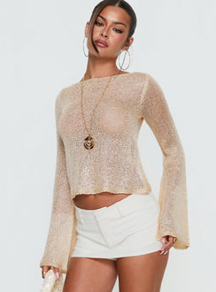 Evanne Long Sleeve Knit Top Champagne