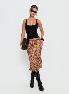 Sydni Midi Bias Cut Skirt Leopard