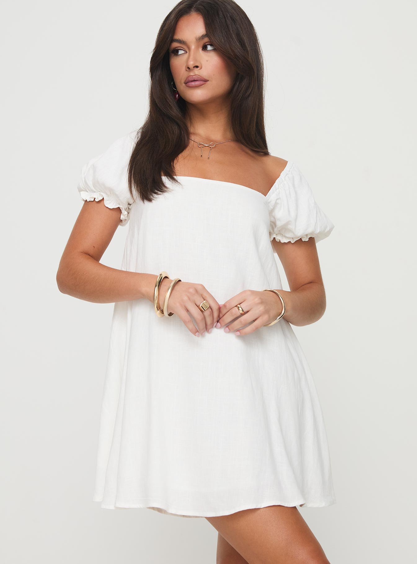 Beyond Linen Blend Mini Dress White | Princess Polly Beyond Linen Blend Mini Dress White | Princess Polly