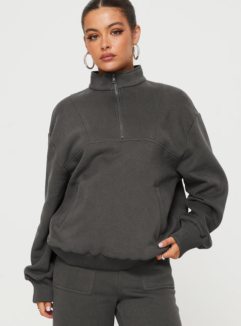 Derek Quater Zip Sweater Grey Princess Polly  long 