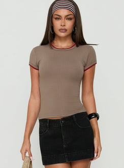 Capo Contrast Detail Longline Tee Beige