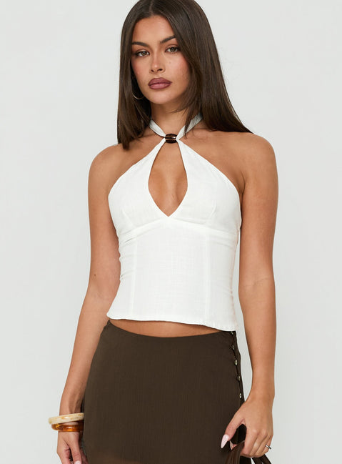 Electric Night Halter Top Back Top White