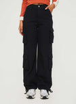 Princess Polly Mid Rise  Driscoll Cargo Pants Washed Black