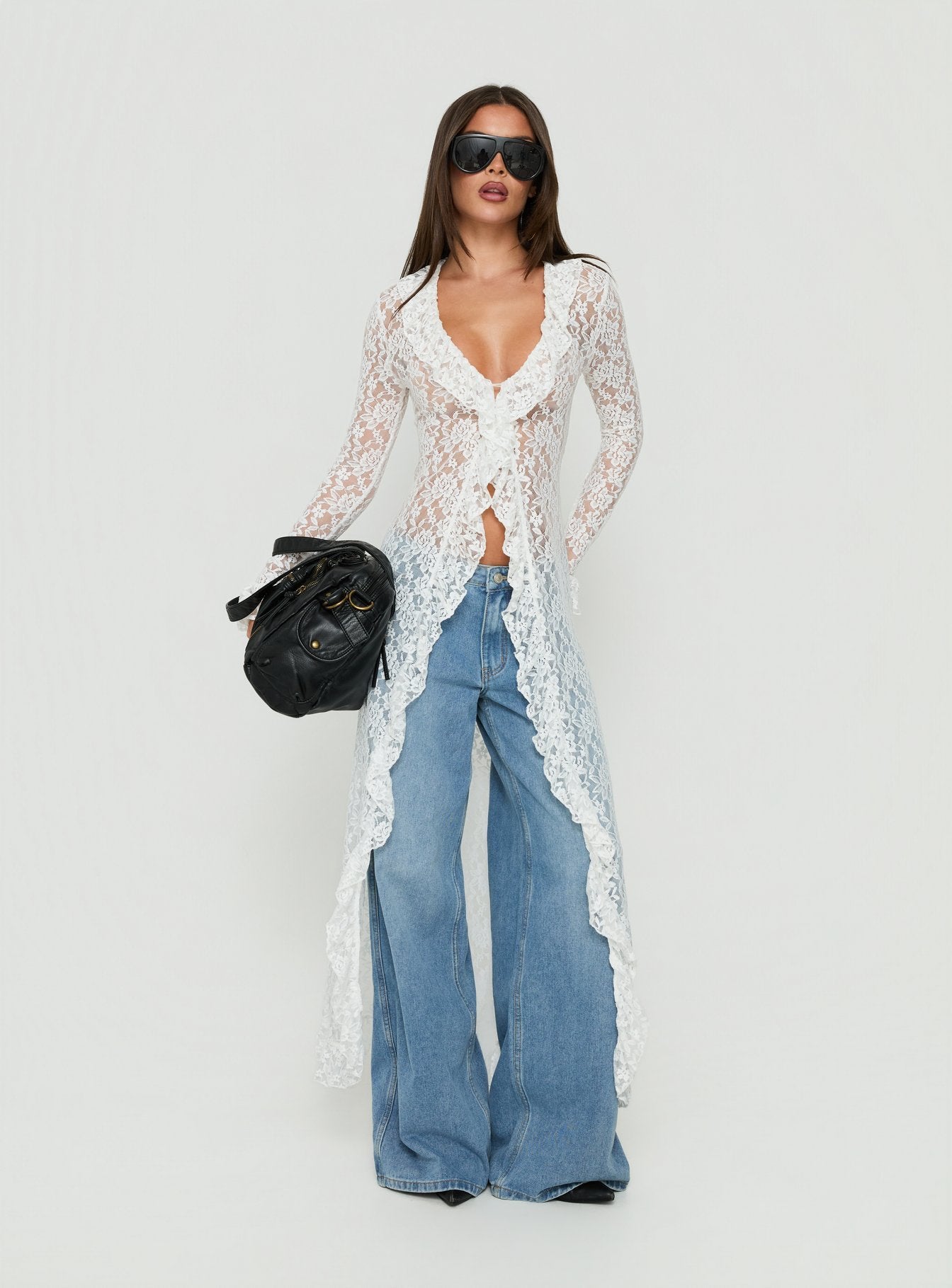 Long Nights Long Sleeve Lace Maxi Dress Moonlight