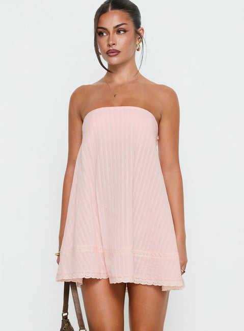Gypsea Strapless Swing Mini Dress Light Pink Gypsea Strapless Swing Mini Dress Light Pink