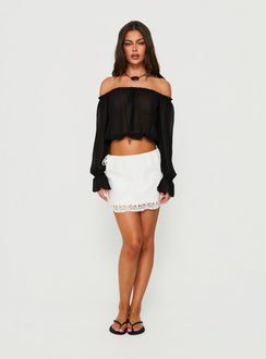 Mariya Off Shoulder Long Sleeve Top Black