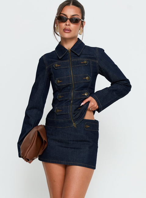 Cristen Cadet Denim Mini Skirt Indigo