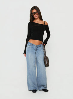 Rosca Layered Long Sleeve Top Black