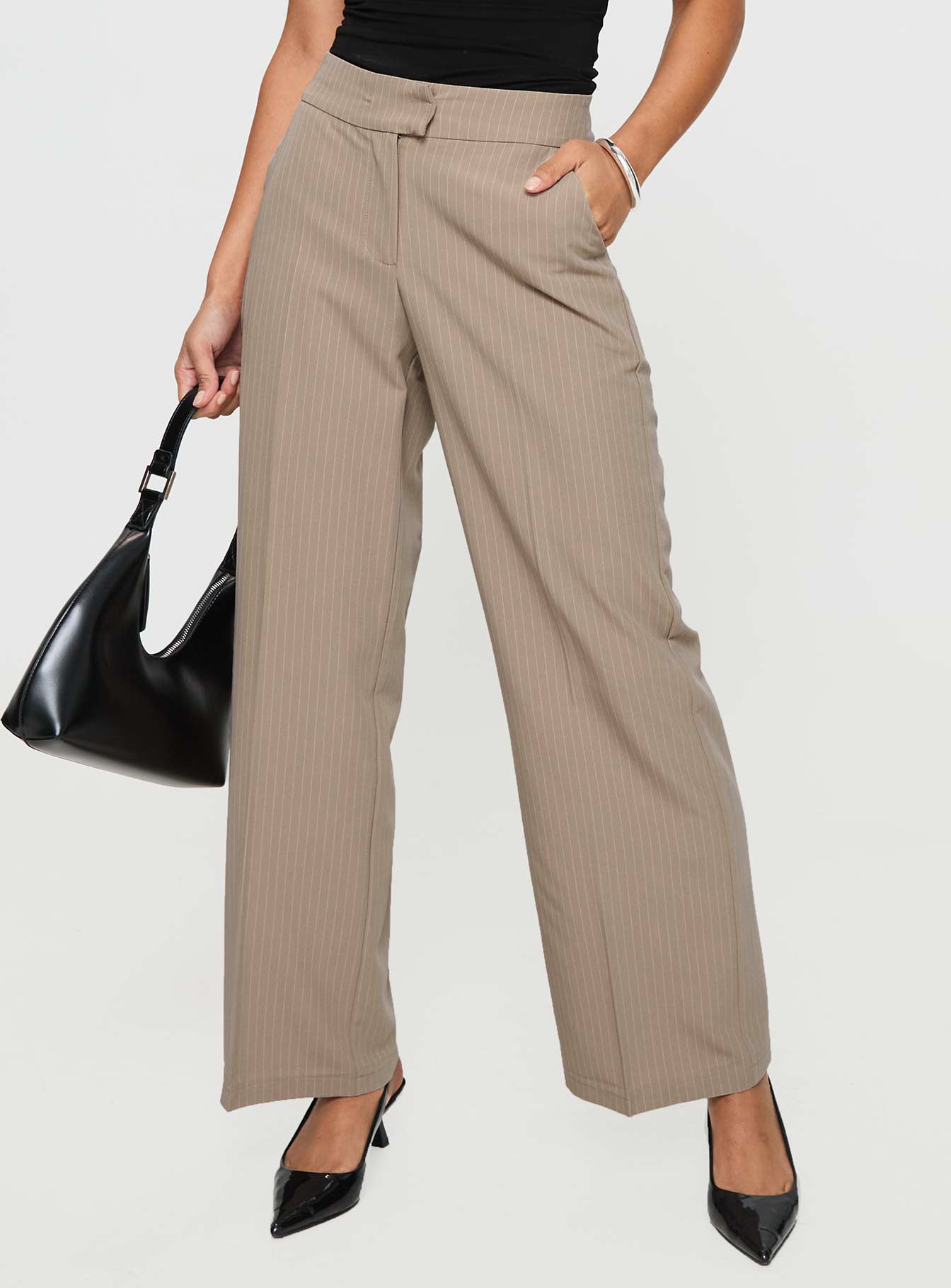 Jeller pinstripe pants beige pinstripe