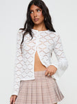 White Crochet top Long sleeves, button fastening