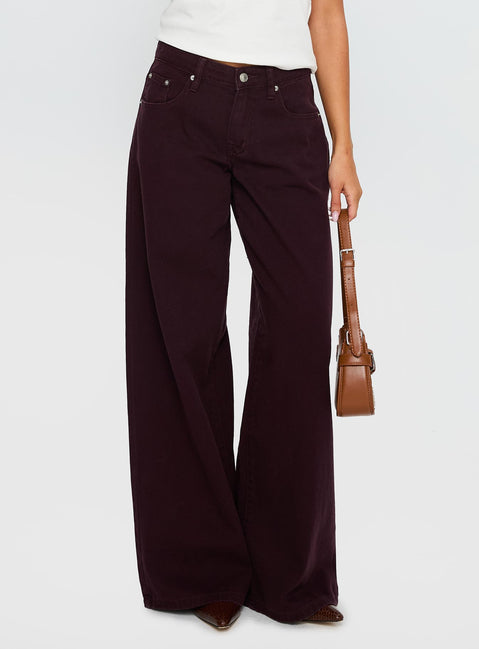 Big News Wide Leg Jeans Currant