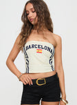 front view of model wearing Princess Polly Barcelona Tube Top White Sleeveless straight 