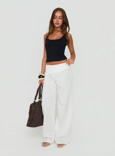 Brea Frill Belted Pants White