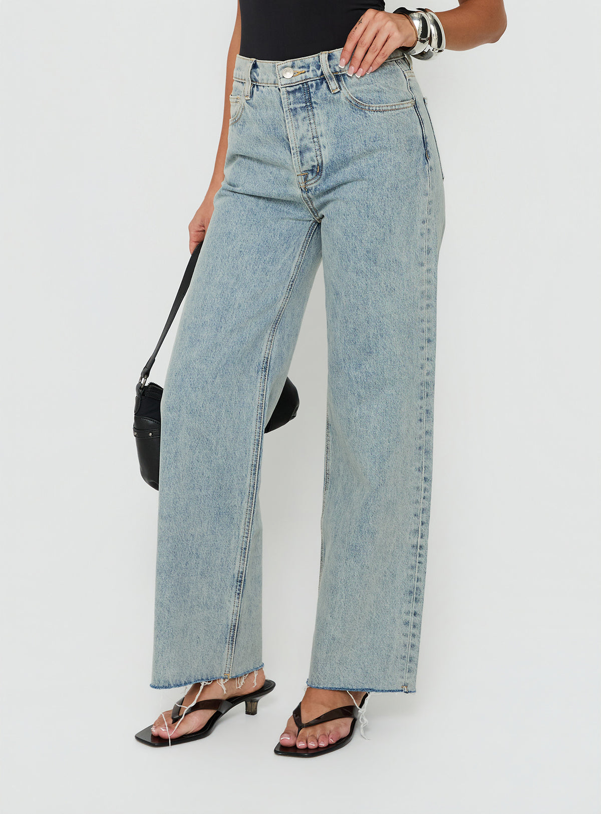 Fawcett High Rise Straight Leg Jeans Light Blue Wash Petite