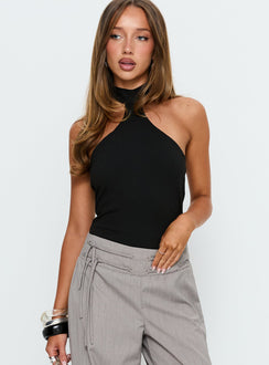 Luanda High Neck Bodysuit Black Sleeveless 