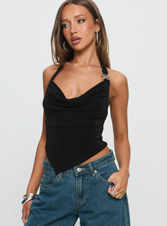 Where Were You Cowl Neck Top Black