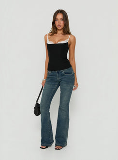 Renaissance Corset Lace Top Black / White