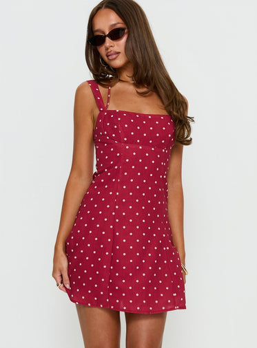 slim fit dress slacks Dennis Day Collection Red Polka Dot Fit & Flare Dress  Preworn