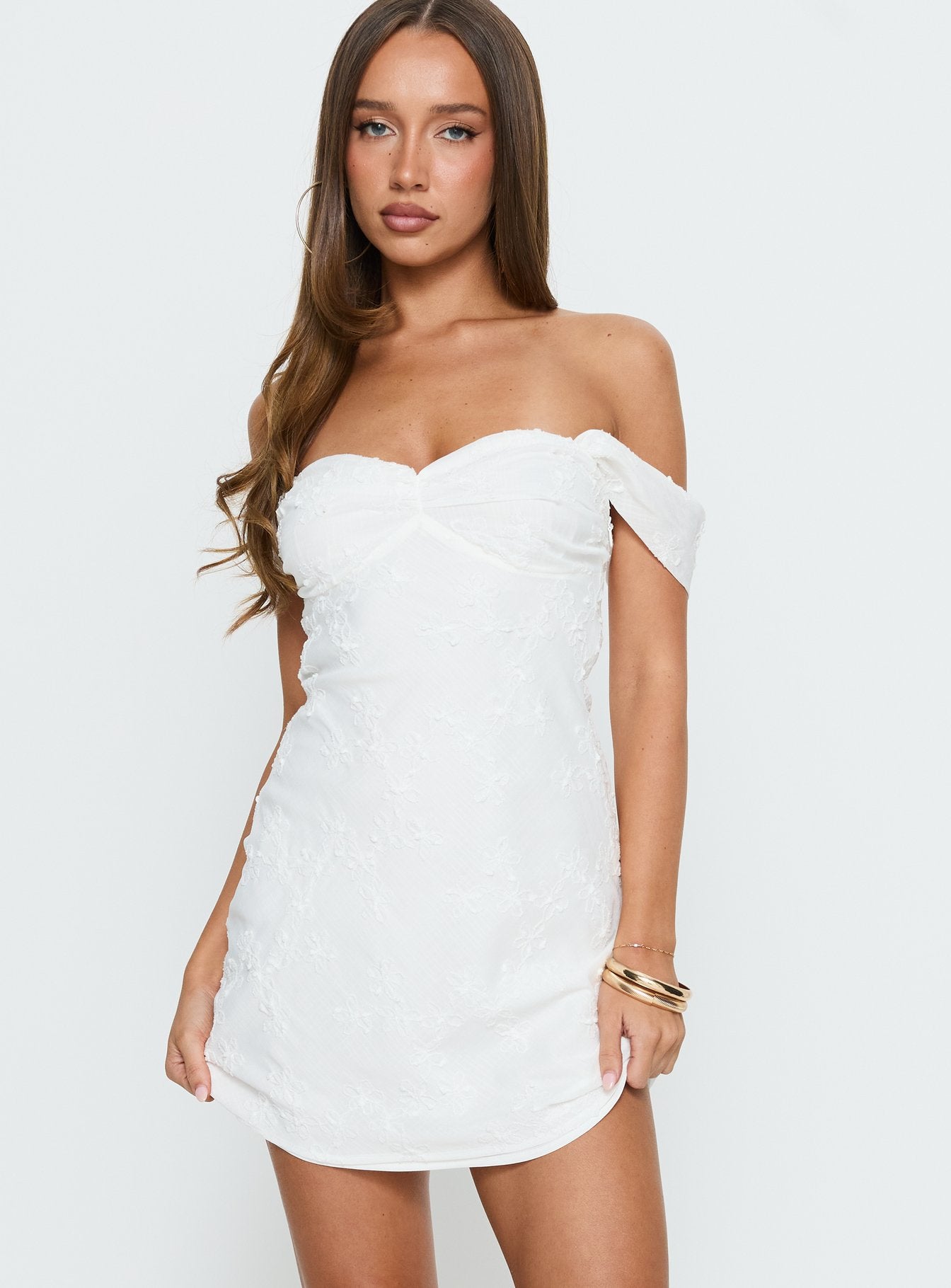Rozerie Off Shoulder Mini Dress | White | Womens | Princess Polly Rozerie Off Shoulder Mini Dress | White | Womens | Princess Polly