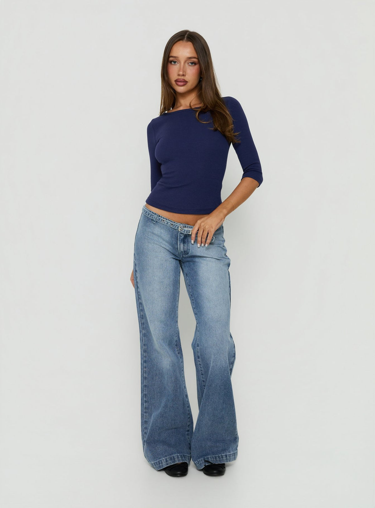 Elaia 3/4 Sleeve Top Navy